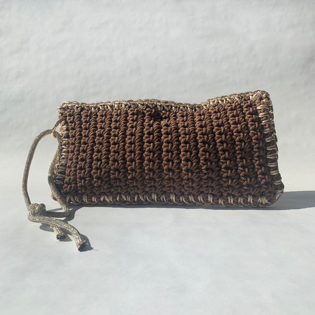 BEACH CLUTCH Brown-Gold